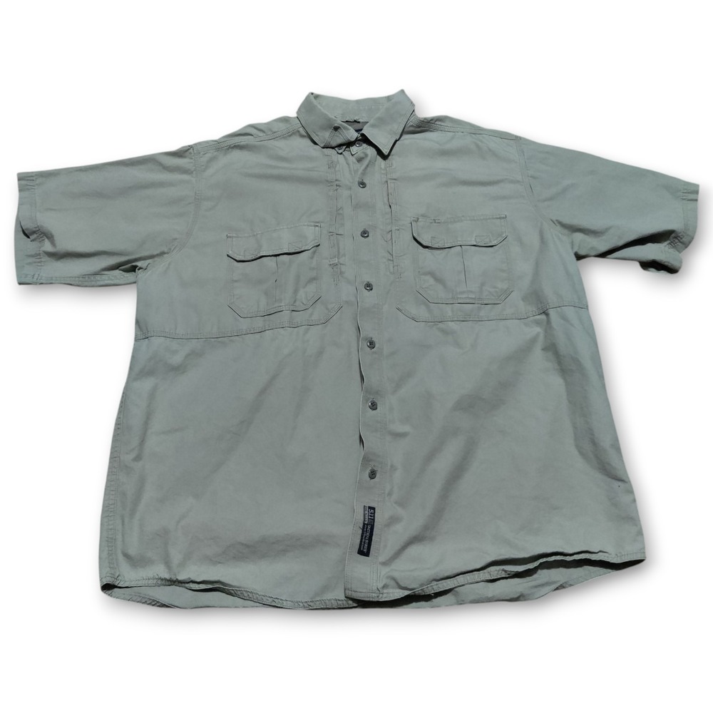 5.11 Tactical Series Short Sleeve Button‎ Down Shirts Men's XL Gray Beige Vented